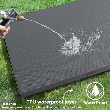 Outdoor Dog Bed for Small Dogs, Waterproof Dog Crate Bed for Medium Dogs Cats, Orthopedic Egg Crate Foam Pet Bed with Washable Removable Oxford Cover, Grey