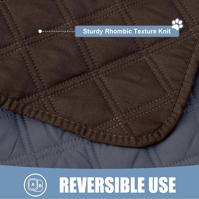 Smiry Waterproof Dog Bed Cover Pet Blanket, Soft Washable Dog Blanket for Furniture Bed Couch Sofa Reversible, Checkered (68"x82", Chocolate/Dark Grey)