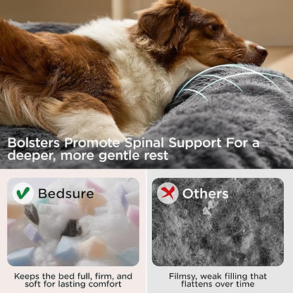 Bedsure Calming Dog Bed Medium Size Dog - 30in Donut Round Washable Medium Pet Bed, Anti-Slip＆Removable Cover,420GSM Anti-Anxiety Fluffy Plush Faux Fur,Fits up to 45 lbs Pets,Plus Version