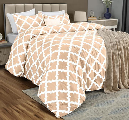 Queen Comforter Set 3 Piece Beige by Utopia Bedding, Printed Comforters Queen Size Bedding Comforters Sets, Down Alternative Soft Bed Set 1 Comforter (88 x 88 inches) 2 Pillow Shams (20 x 26 inches)