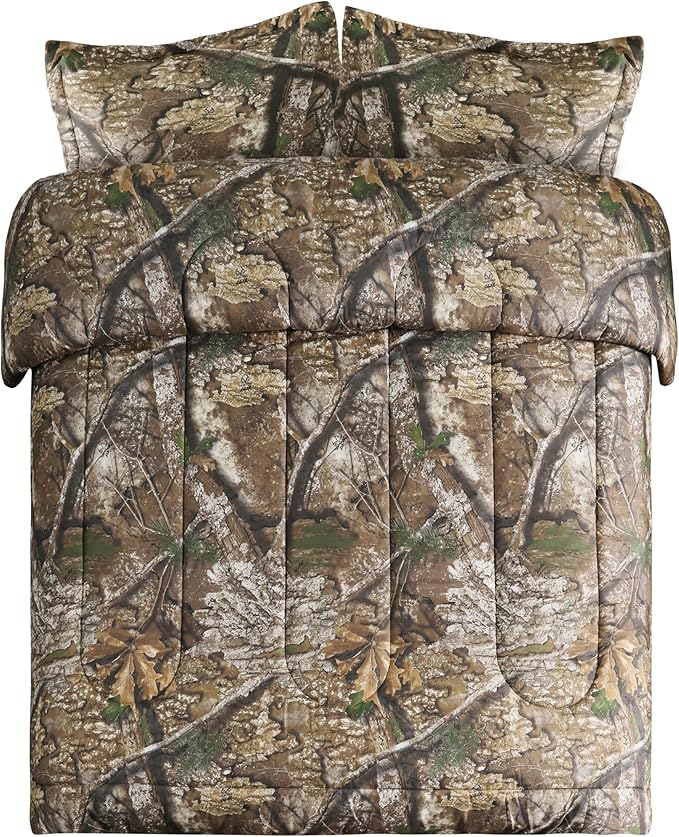 VISI-ONE Realtree APX Camo Full 3 Piece Comforter Set – All-Season Lightweight Microfiber Rustic Western Style Bedding for Hunters, Outdoor & Nature Lovers, Ideal for Cabin, Lodge, Mancave, Camp