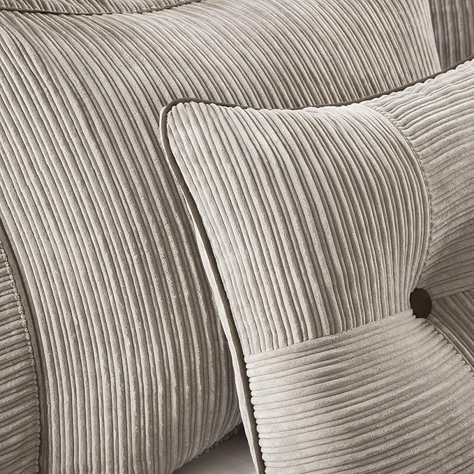Madison Park Cozy Comforter Set Casual Blocks Design All Season, Matching Bed Skirt, Decorative Pillows, King(104"x92"), Dallas Corduroy, Taupe Brown, 7 Piece