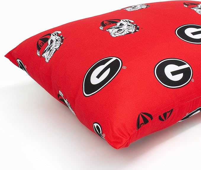 College Covers Everything Comfy Georgia Bulldogs Pillowcase Pair, King, 20" x 40", Includes 2 King Pillowcases