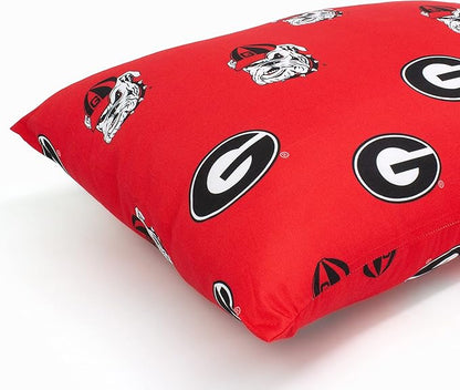 College Covers Everything Comfy Georgia Bulldogs Pillowcase Pair, King, 20" x 40", Includes 2 King Pillowcases