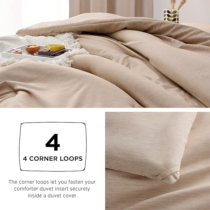 Bedsure Queen Comforter Set - Warm Sand Comforter Queen Size, Soft Bedding for All Seasons, Cationic Dyed Bedding Set, 3 Pieces, 1 Comforter (90"x90") and 2 Pillow Shams (20"x26"+2")