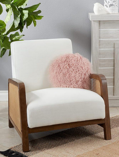 SARO LIFESTYLE Mongolian Lamb Fur Poly Filled Throw Pillow