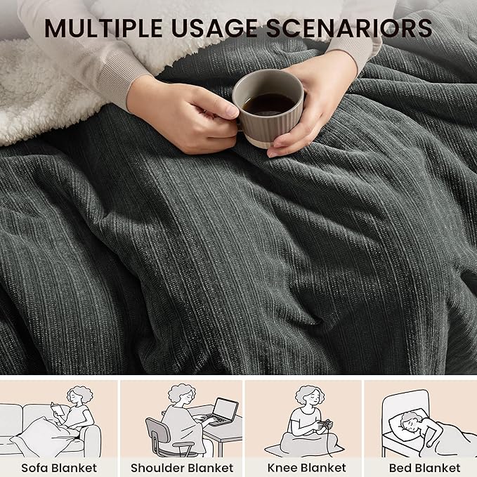 Heated Throw Blanket, 50"x60"Ultra Soft Cozy Chenille Electric Blanket with 10 Heating Levels & 2-10H Auto-Off, Fasting Heating for Couch/Bed, ETL Certified, Machine Washable(Grey)
