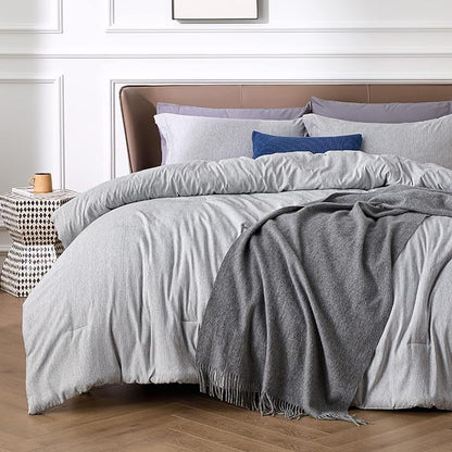 Bedsure California King Comforter Set - Grey Soft Bedding for All Seasons, Cationic Dyed Bed Set, 3 Pieces, 1 California King Size Comforter (104"x96") and 2 Pillow Shams (20"x36"+2")