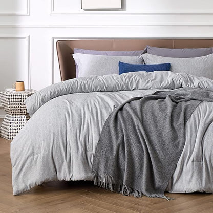 Bedsure King Size Comforter Set - Grey Soft Bedding for All Seasons, Cationic Dyed Bed Set, 3 Pieces, 1 King Size Comforter (104"x90") and 2 Pillow Shams (20"x36"+2")