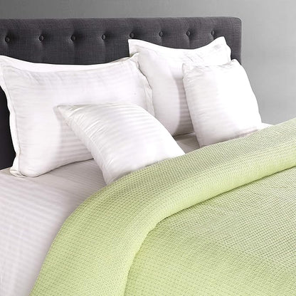 Glamburg 100% Cotton Thermal Twin Blanket, Breathable Waffle Blanket, All Season Sage Green