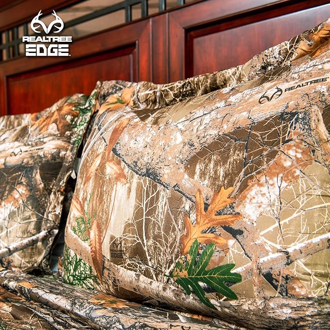 Northwest Realtree Full/Queen Size 1 Comforter and 2 Sham Set, All Seasons, Men and Women Soft Cabin Bedding, Edge Camo
