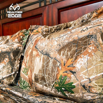 Northwest Realtree Full/Queen Size 1 Comforter and 2 Sham Set, All Seasons, Men and Women Soft Cabin Bedding, Edge Camo