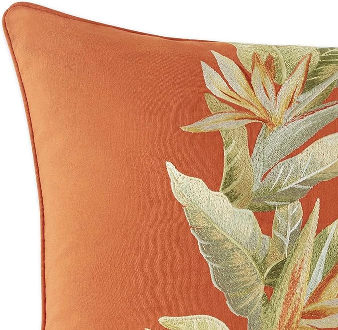 Tommy Bahama - Throw Pillow, Ideal for Bed or Couch, Tropical Design, Cozy Home Essentials (Birds of Paradise Orange, 20" x 20")