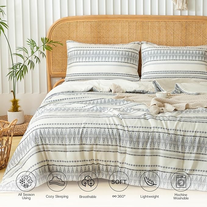 COTTEBED Western Comforter Set King Beige Ultra Soft Lightweight Microfiber Bohemian Chic Aztec Comforter 1 Down Comforter Set & 2 Pillowsham for All Season Use,Boho Comforter Set King