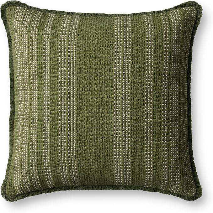 Loloi II Collection PLL0131 Green/Ivory 20'' x 20'' Cover w/Poly Pillow