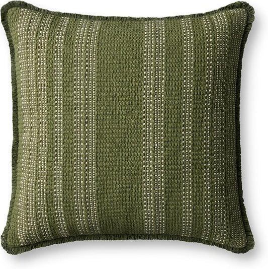 Loloi II Collection PLL0131 Green/Ivory 20'' x 20'' Cover w/Down Pillow
