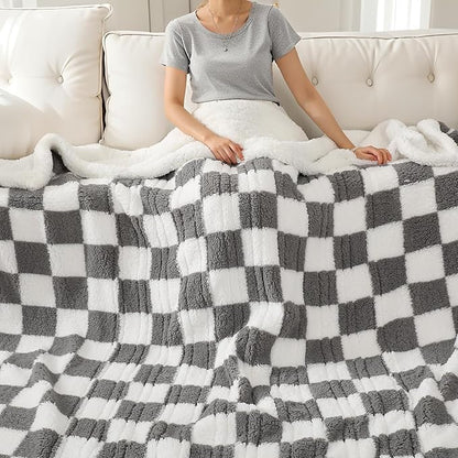 Electric Heated Blanket Full Size 72"×84" with 9 Heating Levels & 1-10Hs Auto Off, Checkered Plaid Double Sided Sherpa, Energy Efficient, Machine Washable, for Couch & Bed, Light Gray