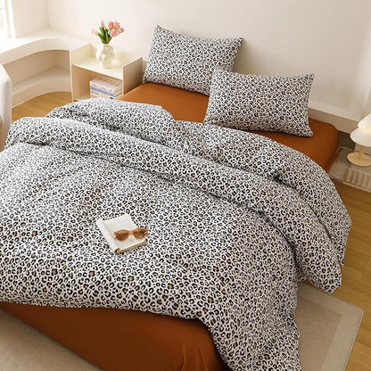 Cottonight Leopard Comforter Set King Animal Cheetah Print Bedding Set 3 Pieces Leopard Print Comforter Fluffy Soft Bedding Set Women Men King Comforter with 2 Pillowcases