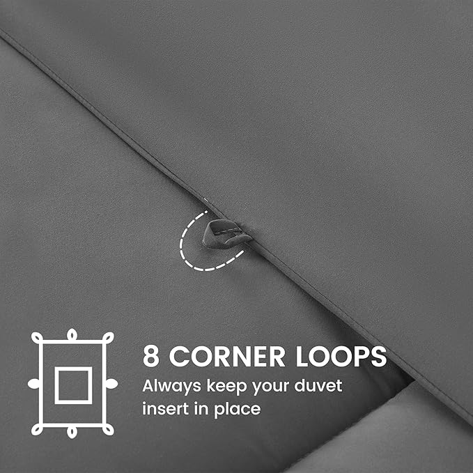 SLEEP ZONE Queen Size Comforter Set Duvet Insert, Down Alternative Reversible Comforter, Lightweight, Soft and Breathable Bedding All Season, Square Quilting Grey