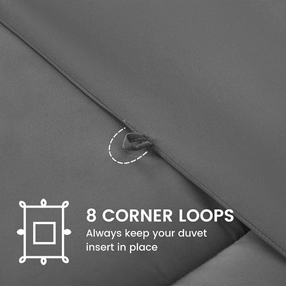 SLEEP ZONE Queen Size Comforter Set Duvet Insert, Down Alternative Reversible Comforter, Lightweight, Soft and Breathable Bedding All Season, Square Quilting Grey