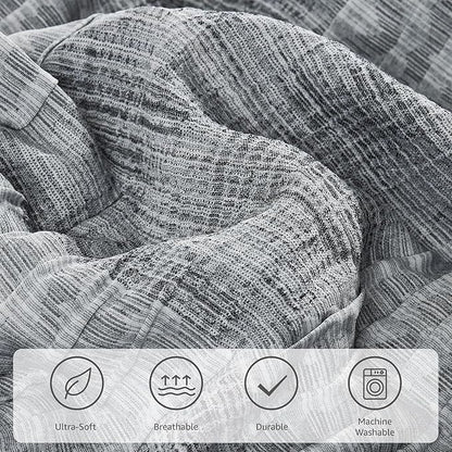MaiRêve Charcoal Grey Oversized Queen Comforter Set, Textured Design Crinkle Bed in A Bag, 7 Pieces Bedding Set with Comforter, Sheets, Pillowcases & Shams 98"x 98"