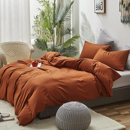 Cottonight Pumpkin Comforter Cal King Rust Burnt Orange Bedding Comforter California King Terracotta Caramel Solid Color Blanket Quilts Reddish Brown Plus Size Comforter Set for Women Men