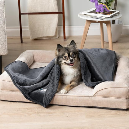 PetAmi Waterproof Dog Blanket for Small & Medium Dogs, Pee Proof & Reversible, Soft Fleece, Washable, 24x32 Gray