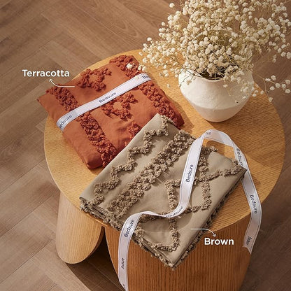 Bedsure Tufted Boho Comforter Set Queen Size - Light Brown Boho Bed Set, GentleSoft™ 3 Pieces Farmhouse Shabby Chic Embroidery Bedding, Gifts for Woman, Jacquard Queen Comforter for All Seasons