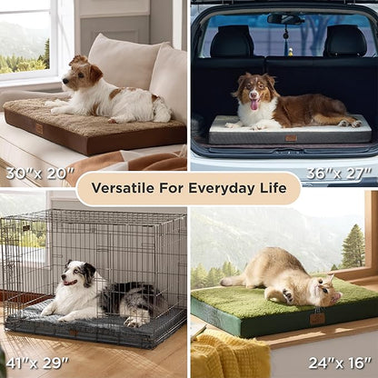 Bedsure XL Dog Bed for Crate - Large Comfy Flat Pet Beds with Removable Washable Cover, Orthopedic Egg Crate Foam Crate Mat, Suitable for Pet Up to 90 lbs