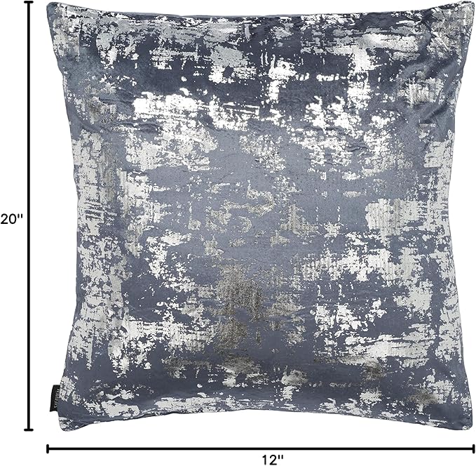 SAFAVIEH Home Collection Edmee Glam Metallic Midnight Blue/Silver 12 x 36-inch Rectangle Pillow with Insert