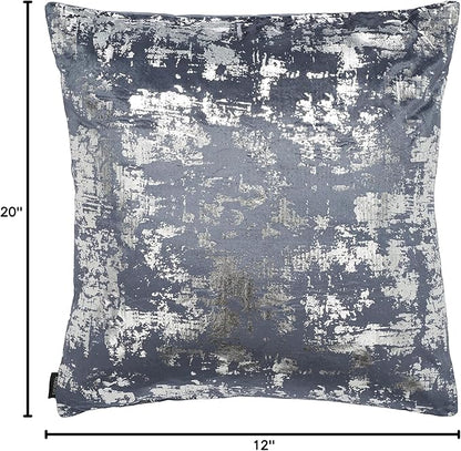 SAFAVIEH Home Collection Edmee Glam Metallic Midnight Blue/Silver 12 x 36-inch Rectangle Pillow with Insert