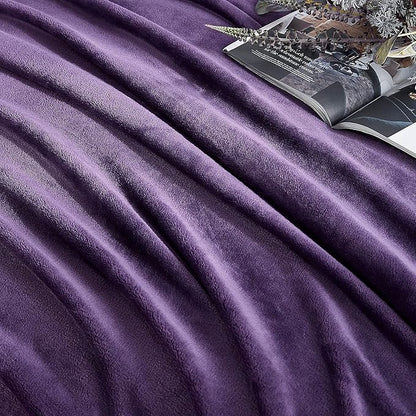 Hansleep Fleece Queen Blanket for Bed Fleece Purple, Queen Size Super Soft Flannel Fuzzy Plush Cozy Blanket for All Seasons, Purple, Queen 90x90 Inches