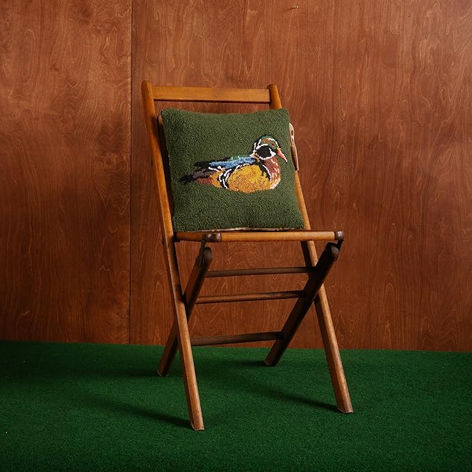 Camp Wandawega Wood Duck Hook Throw Pillow, Vintage Lodge Decorative Pillow, 14" Square