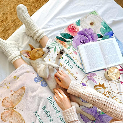 Birthday Gifts for Women, Happy Birthday Presents for Women Friendship Throw Blanket 50"X60", Best Birthday Queen Gifts Ideas for Mom Female Friend Wife Sister, Butterfly Bday Decorations for Woman