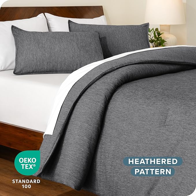 Bare Home Comforter Set - Twin/Twin Extra Long - Ultra-Soft - Goose Down Alternative - Premium 1800 Series - All Season Warmth Comforter (Twin/Twin XL, Heathered Grey)