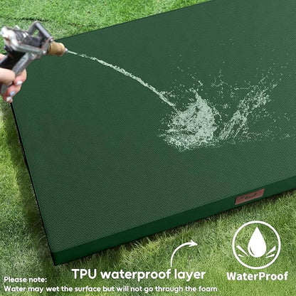 Outdoor Extra Large Dog Bed, Jumbo Waterproof Dog Bed for Large Dogs, Orthopedic Egg Crate Foam Pet Mat with Removable Oxford Cooling Cover, Dark Green