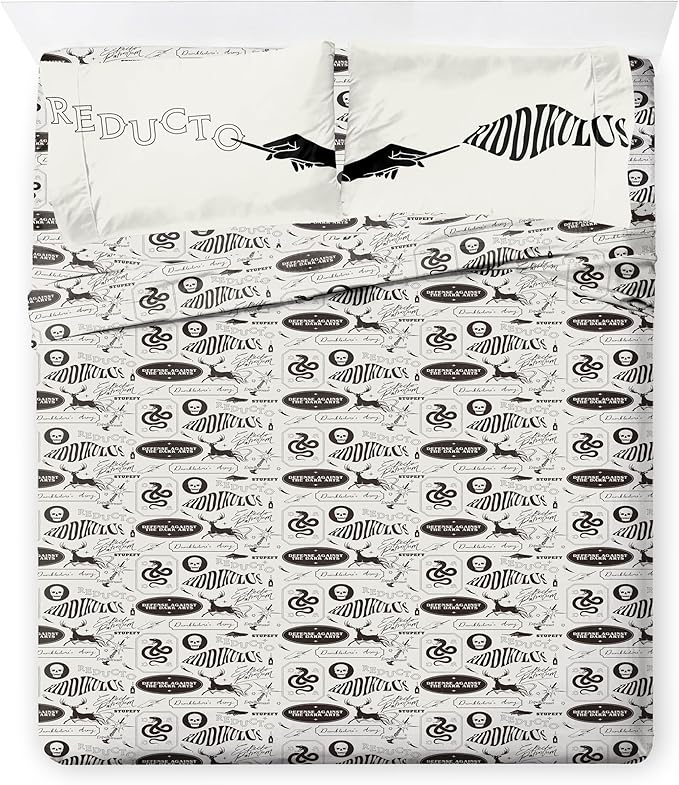 Jay Franco Kids Comforter Set Includes Sheets and Pillow Covers - Soft and Cozy Bed Set for Stylish Room Decor, Blue - Harry Potter, 7 Piece Full Size Bedding