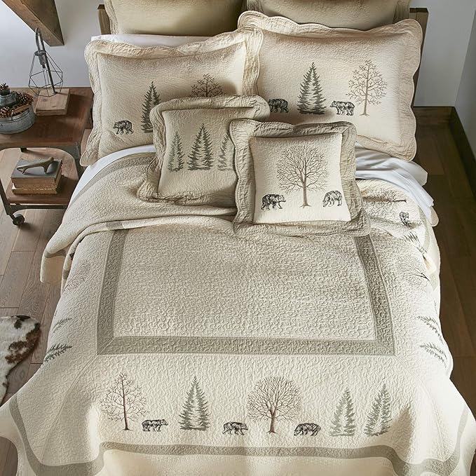Donna Sharp Cotton Throw Pillow - Bear Creek Lodge Decorative Throw Pillow with Bear Pattern - Square