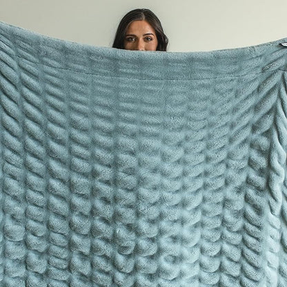 Minky Designs Glacier Glide Minky Blanket – Ultra Soft Faux Fur Throw Blanket for Couch, Bed & Home – Fluffy, Warm & Luxurious – Chic Collection (X-Large, 60x84)