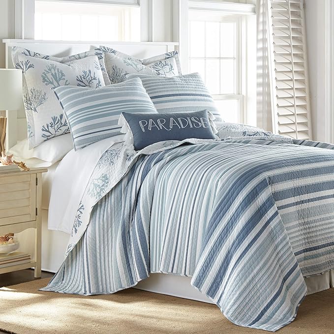 Levtex Home - Truro - Decorative Pillow (12 X 24in.) - Paradise - Dusty Blue and White