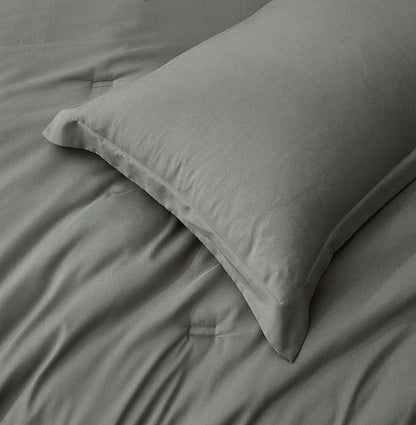 Chezmoi Collection Cliff 3-Piece Lightweight Cooling Comforter Set, King - Rayon Derived from Bamboo & Polyester Blended, Soft Breathable Bedding for Hot Sleepers, Dark Gray
