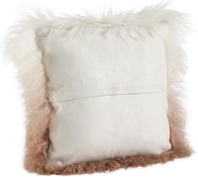 SARO LIFESTYLE Ombre Mongolian Lamb Fur Poly Filled Throw Pillow