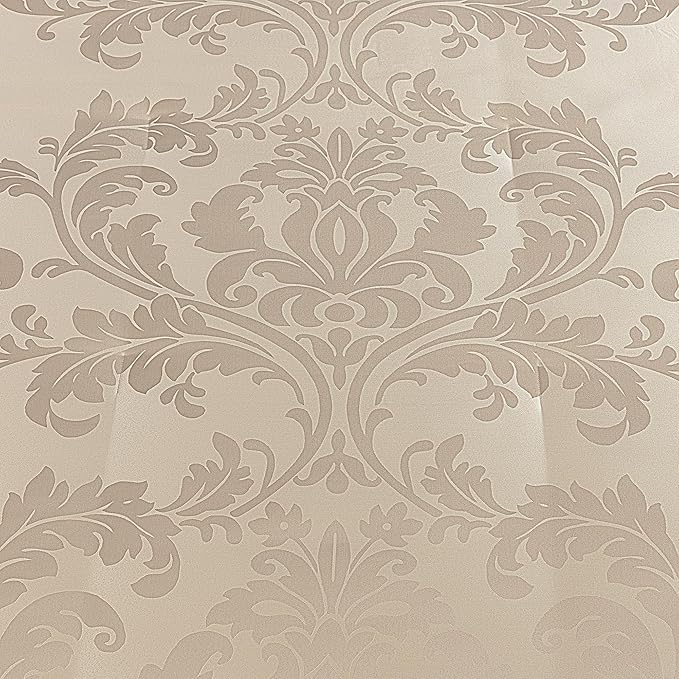 Chezmoi Collection Royale 7-Piece Jacquard Floral Comforter Set, King, Champagne