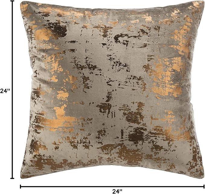 SAFAVIEH Home Collection Edmee Metallic Potato Brown/Copper 24-inch Square Decorative Accent Throw Pillow with Insert