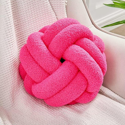 Uvvyui Knot Pillow Ball, Soft Hot Pink Home Decor Knotted Pillows, Handmade Round Plush Throw Pillow, Aesthetic & Cute Large Decorative Pillows for Bed, Floor, Couch, Bedroom Home Decor 8 inches