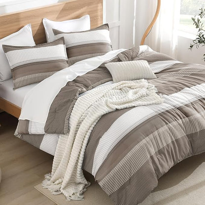 Litanika Comforter Set Twin/Twin XL Hazel - 2 Pieces Lightweight Colorblock Stripe Fluffy Bedding Comforter Sets, All Season Bed Set