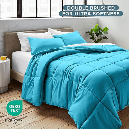 Bare Home Comforter Set - Queen Size - Ultra-Soft - Goose Down Alternative - Premium 1800 Series - All Season Warmth (Queen, Aqua)