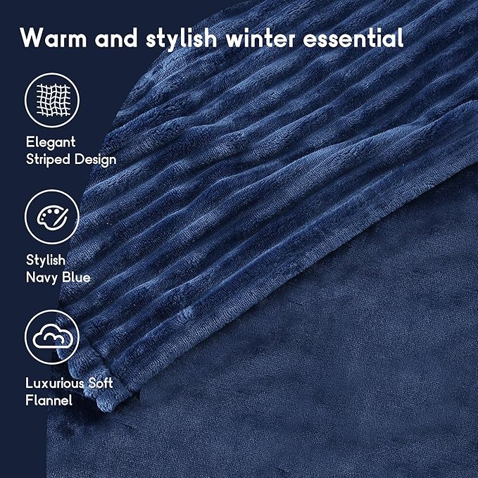 Heated Blanket Electric Blanket Twin Size 62''x84'' with 10 Heating Levels, 12 Hour Auto Shut Off, Machine Washable, Soft Flannel Warming Blanket for Couch, Bed, Office - Navy
