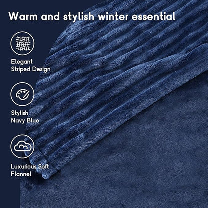 Heated Blanket Electric Blanket Twin Size 62''x84'' with 10 Heating Levels, 12 Hour Auto Shut Off, Machine Washable, Soft Flannel Warming Blanket for Couch, Bed, Office - Navy