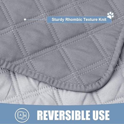 Smiry Waterproof Dog Bed Cover Pet Blanket, Soft Washable Dog Blanket for Furniture Bed Couch Sofa Reversible, Checkered (52"x82", Grey/Light Grey)